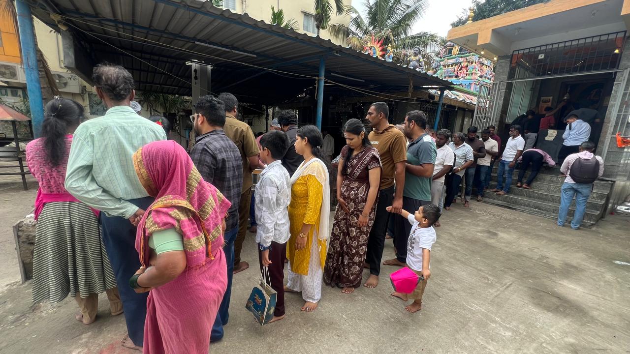 Community gathering at a temple